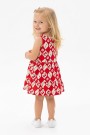 Kız Bebek Sıfır Kol Bel Büzgülü Kiraz Desenli %100 Pamuk Süprem Kumaş Yazlık Elbise