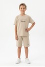 Erkek Çocuk Baskılı 100% Pamuk Süprem Kumaş Tişört İki İplik  Şortlu Takım 