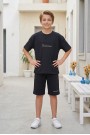 Erkek Çocuk Baskılı 100% Pamuk Süprem Kumaş Tişört İki İplik  Şortlu Takım