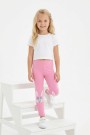 Kız Çocuk Tavşan Nakışlı Fiyonk Detaylı Esnek Pamuklu Tayt