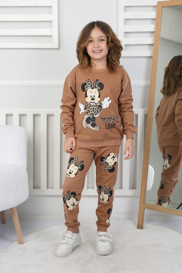 Kız Çocuk Baskılı İki İplik Pamuklu Günlük Takımı