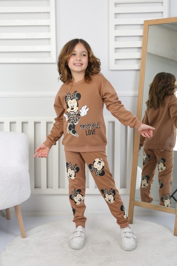 Kız Çocuk Baskılı İki İplik Pamuklu Günlük Takımı