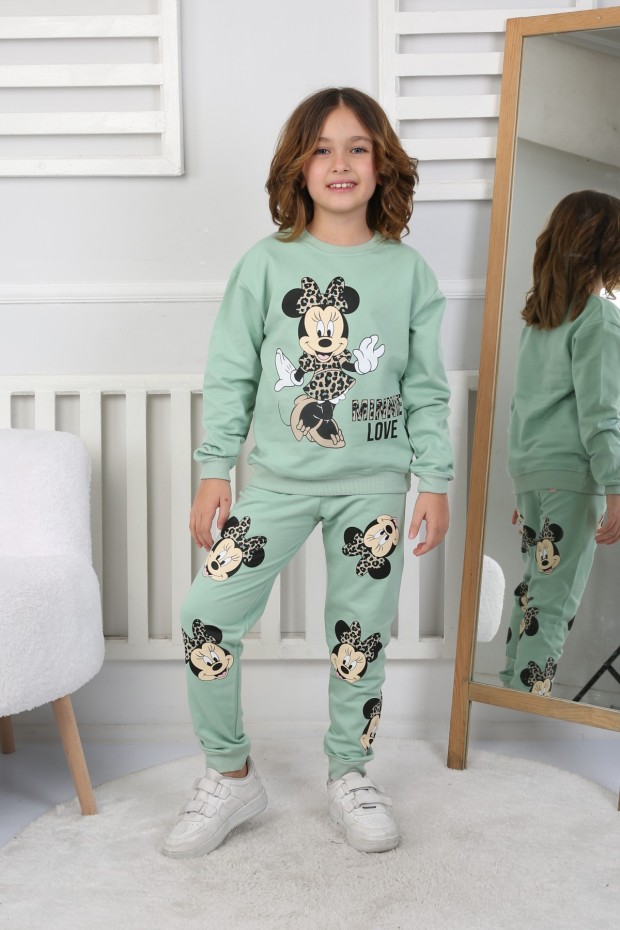 Kız Çocuk Baskılı İki İplik Pamuklu Günlük Takımı