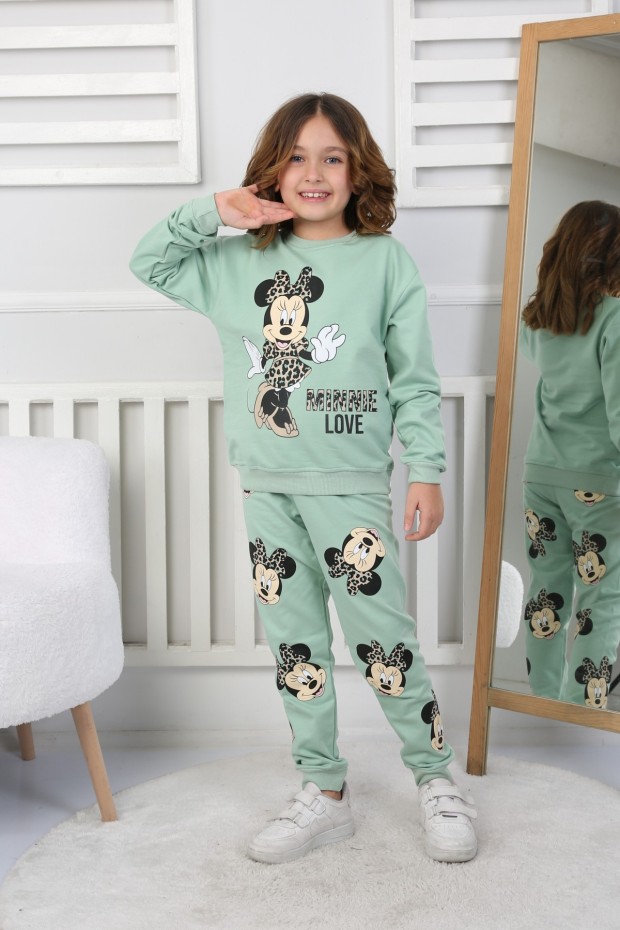 Kız Çocuk Baskılı İki İplik Pamuklu Günlük Takımı