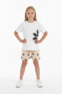 Kız Çocuk Papatya Baskılı Kısa Kollu Tişört Ve Çiçek Desenli Şortlu Pamuklu Takımı