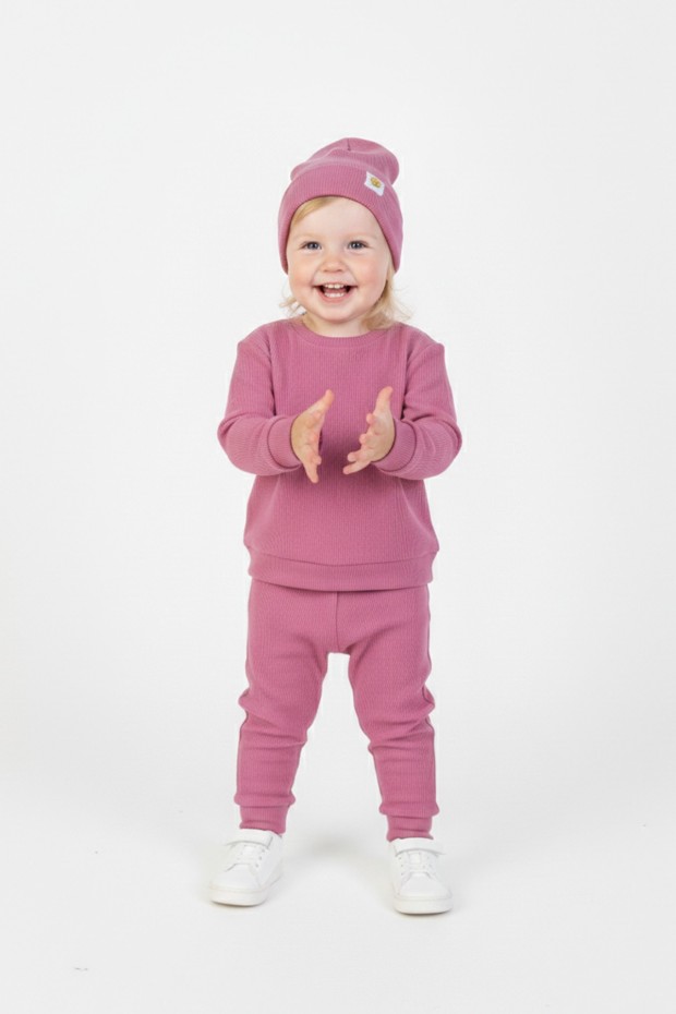 Uniseks Bebek İki İplik %100 Pamuk Kaşkorse Kumaş Bereli Takım