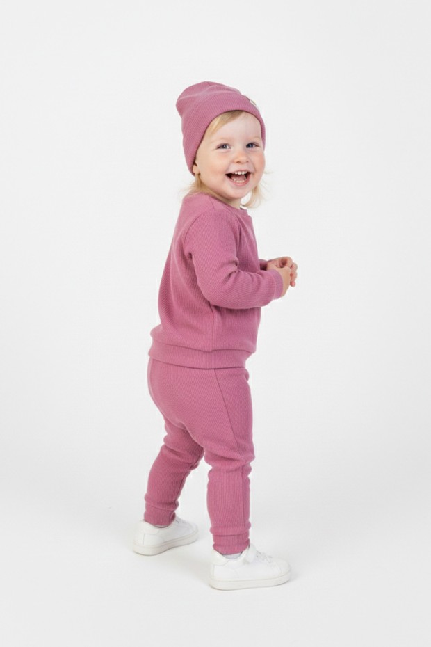 Uniseks Bebek İki İplik %100 Pamuk Kaşkorse Kumaş Bereli Takım