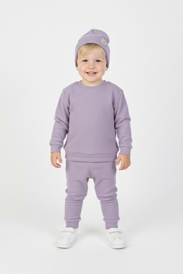 Uniseks Bebek İki İplik %100 Pamuk Kaşkorse Kumaş Bereli Takım