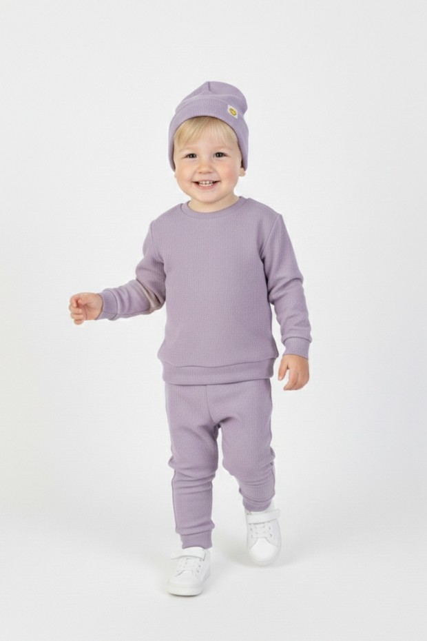 Uniseks Bebek İki İplik %100 Pamuk Kaşkorse Kumaş Bereli Takım