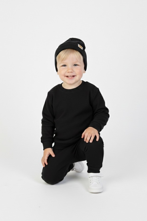 Uniseks Bebek İki İplik %100 Pamuk Kaşkorse Kumaş Bereli Takım