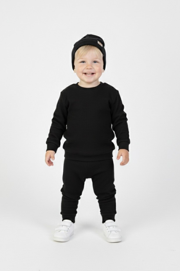 Uniseks Bebek İki İplik %100 Pamuk Kaşkorse Kumaş Bereli Takım