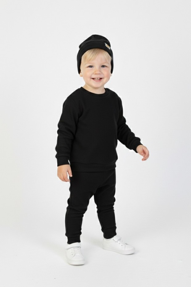 Uniseks Bebek İki İplik %100 Pamuk Kaşkorse Kumaş Bereli Takım