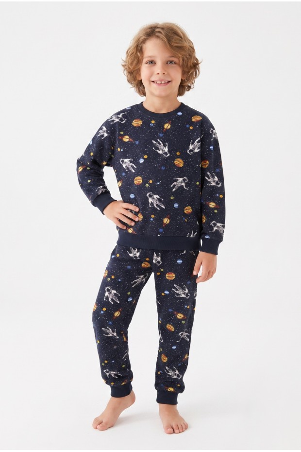 Erkek Çocuk İki İplik %95 Cotton Astronot Baskılı Takım