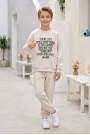 Erkek Çocuk Yazı Baskılı Sweat %100 Pamuk İki İplik Fırçalı Kumaş Cepli Pantolonlu Takım