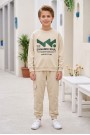Erkek Çocuk Dynamic Soul Baskılı %100 Pamuk İki İplik Sweatshirt Ve Kargo Cepli Eşofman Takımı