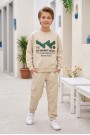 Erkek Çocuk Dynamic Soul Baskılı %100 Pamuk İki İplik Sweatshirt Ve Kargo Cepli Eşofman Takımı