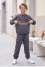 Erkek Çocuk Dynamic Soul Baskılı %100 Pamuk İki İplik Sweatshirt Ve Kargo Cepli Eşofman Takımı