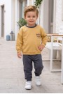 Erkek Bebek Ön Ve Arkası Baskılı İki İplik Fırçalı Kumaş Takım 