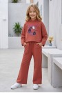 Kız Çocuk Choose Happy Baskılı %100 Pamuk İki İplik Kapşonlu Bol Paça Pantolonlu Takım