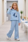 Kız Çocuk Choose Happy Baskılı %100 Pamuk İki İplik Kapşonlu Bol Paça Pantolonlu Takım