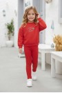 Kız Çocuk Lovin Life Soft Baskılı %100 Pamuk İki İplik Sweatshirt Ve Fitilli Tayt Takım