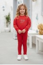 Kız Çocuk Lovin Life Soft Baskılı %100 Pamuk İki İplik Sweatshirt Ve Fitilli Tayt Takım