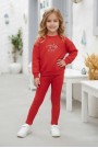 Kız Çocuk Lovin Life Soft Baskılı %100 Pamuk İki İplik Sweatshirt Ve Fitilli Tayt Takım
