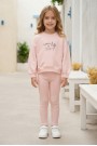 Kız Çocuk Lovin Life Soft Baskılı %100 Pamuk İki İplik Sweatshirt Ve Fitilli Tayt Takım