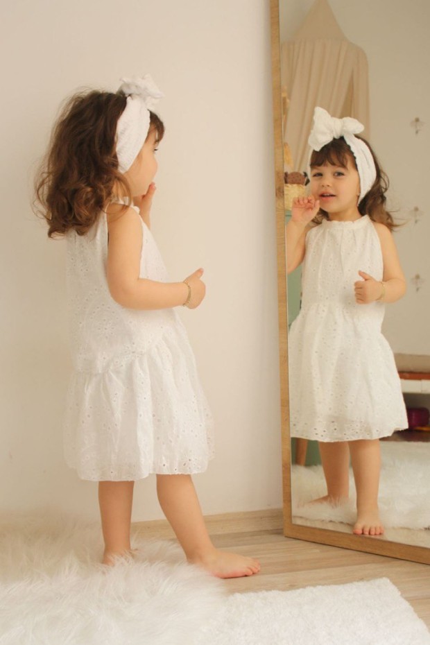 2-8 Yaş Beyaz Elbise