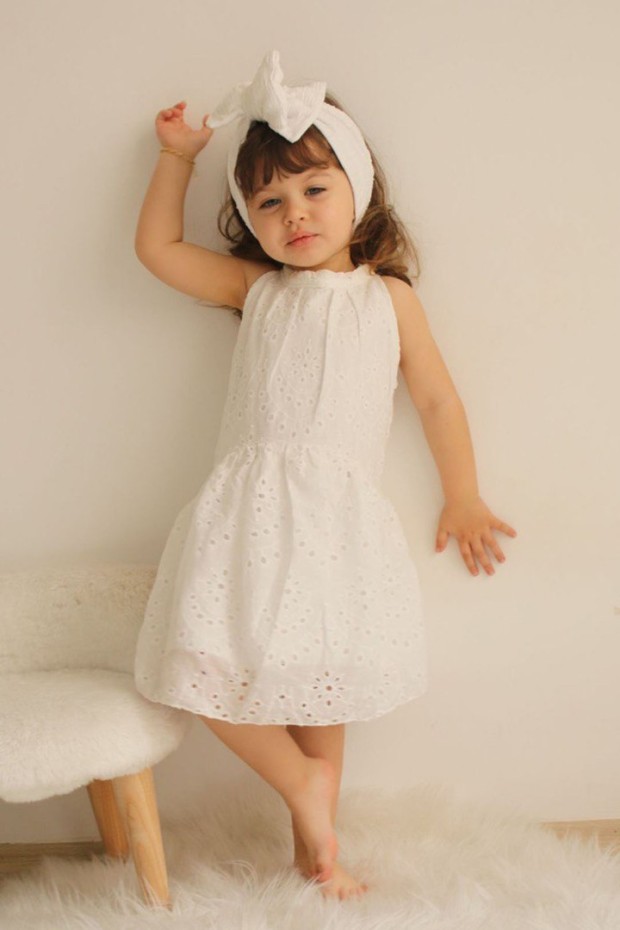 2-8 Yaş Beyaz Elbise
