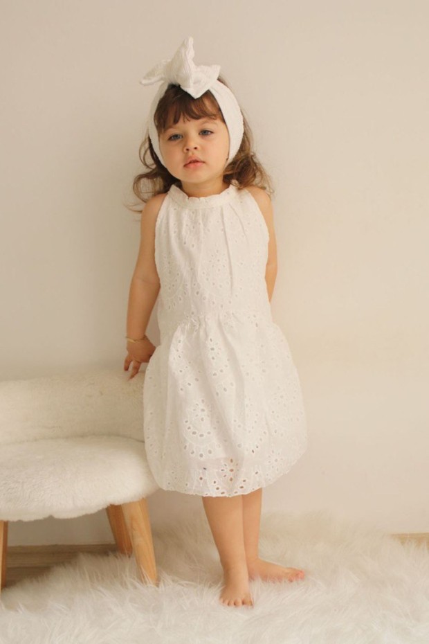 2-8 Yaş Beyaz Elbise