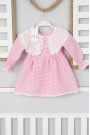 2-8 Yaş Bebe Yaka Pitikareli Pudra Elbise