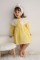 2-8 Yaş Bebe Yaka Pitikareli Sarı Elbise
