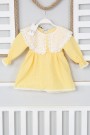 2-8 Yaş Bebe Yaka Pitikareli Sarı Elbise