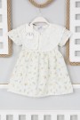 2-8 Yaş Bebe Yaka Desenli Yeşil Elbise