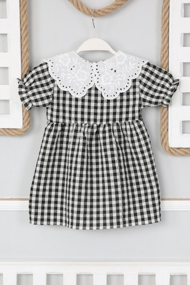 Bebe Yaka Kısa Kol Siyah Elbise