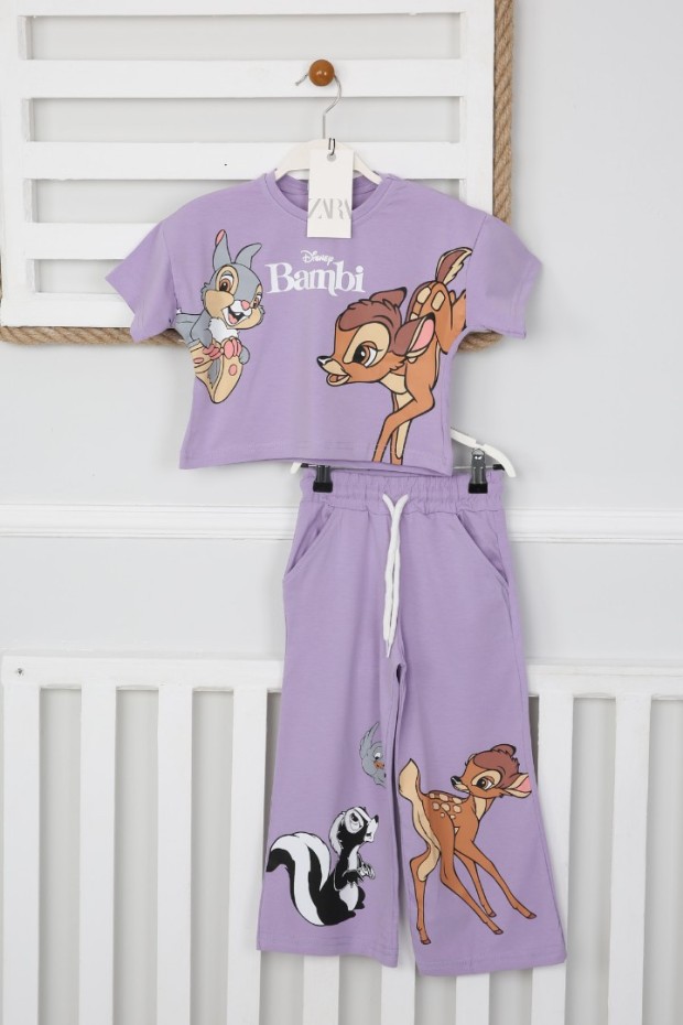 2-8 Yaş Baskılı Lila Takım