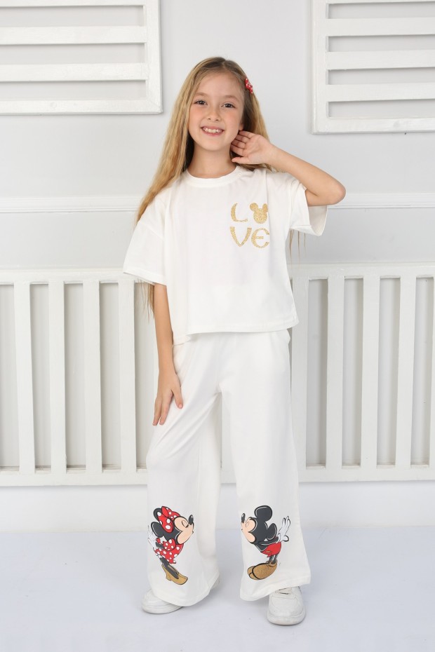 2-8 Yaş Arka Baskılı Beyaz Takım