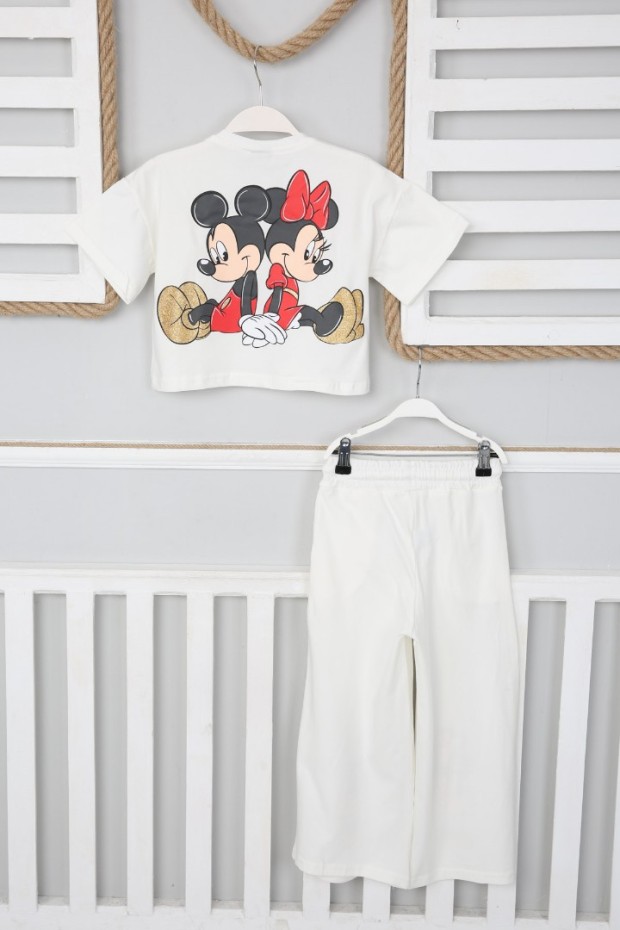 2-8 Yaş Arka Baskılı Beyaz Takım