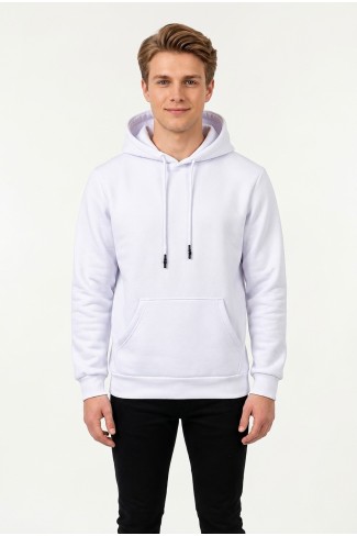 Üç İplik Şardonlu Kapşonlu Düz Erkek Günlük Sweatshirt