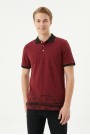 Erkek Martı Desenli Garnili Polo Yaka Kısa Kollu Slim Fit Pamuklu Tişört