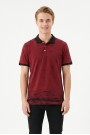 Erkek Martı Desenli Garnili Polo Yaka Kısa Kollu Slim Fit Pamuklu Tişört