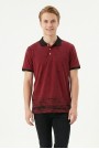 Erkek Martı Desenli Garnili Polo Yaka Kısa Kollu Slim Fit Pamuklu Tişört