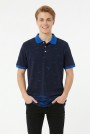 Erkek Martı Desenli Garnili Polo Yaka Kısa Kollu Slim Fit Pamuklu Tişört