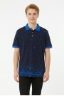 Erkek Martı Desenli Garnili Polo Yaka Kısa Kollu Slim Fit Pamuklu Tişört