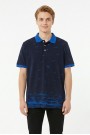 Erkek Martı Desenli Garnili Polo Yaka Kısa Kollu Slim Fit Pamuklu Tişört