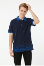 Erkek Martı Desenli Garnili Polo Yaka Kısa Kollu Slim Fit Pamuklu Tişört