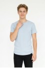 Erkek Fitilli Kumaş Bisiklet Yaka Slim Fit Esnek Kısa Kollu Yazlık Tişört