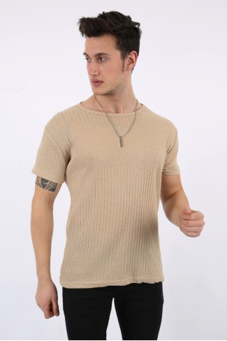 Fitili Sıfır Yaka Vizon Tişört