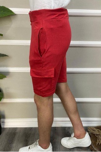 Kargo Cep Kırmızı Şort